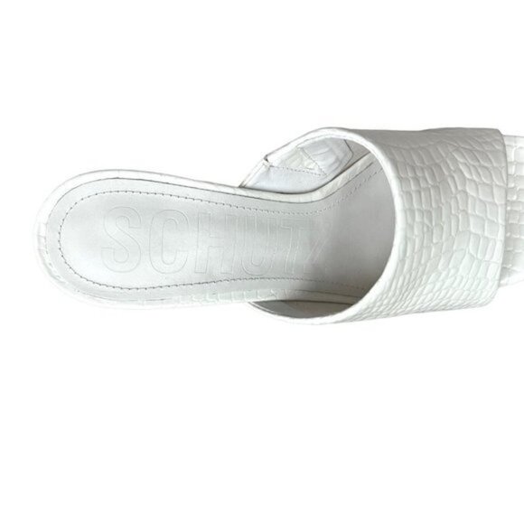 Schutz Womens Darah Platform Croc Print White Mules Slip On-Shoes Size: 10 NIB - Picture 6 of 6